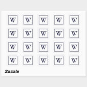 Classic Monogram met rand vierkante Stickers (Vel)