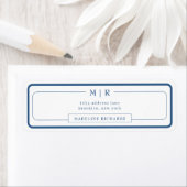 Classic Monogram Navy Blue Border Address Etiket (Insitu)