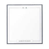 Classic Monogram Navy Blue Border Stationery Notitieblok (Voorkant)
