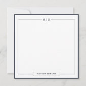 Classic Monogram Navy Blue Border Stationery Notitiekaartje (Voorkant)