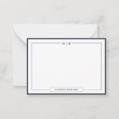 Classic Monogram Navy Blue Border Stationery Notitiekaartje (Voorkant)