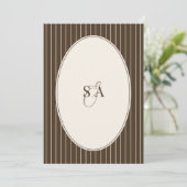 Classic Monogram Old Money Brown & Ivory Wedding Kaart (Staand voorkant)