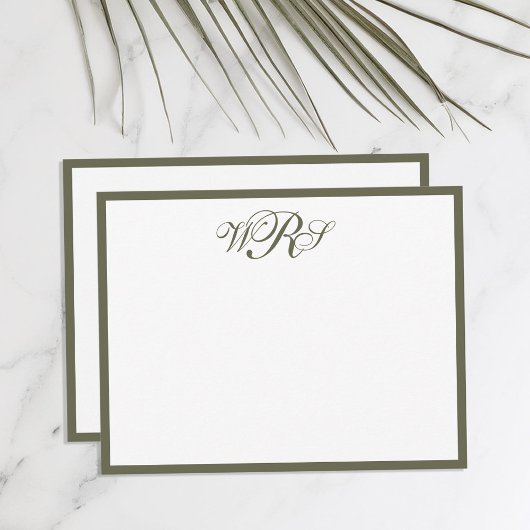 Classic Monogram Olijfgroen Notitiekaartje
