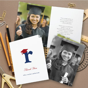 Classic Monogram R Graduation Cap Foto Modern Bedankkaart