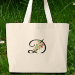 Classic monogram  red white flower mother gift grote tote bag<br><div class="desc">Looking for a Mother's Day gift that's both beautiful and useful? This Classic Monogram Tote Bag is just the thing! Imagine the smile on Mom's face when she sees this roomy tote, adorned with a charming monogram and lovely red and white watercolor flowers. It's not just gorgeous, it's incredibly practical...</div>