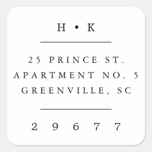 Classic monogram retouradres sticker (Voorkant)