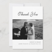 Classic Monogram Script Black White Wedding Photo Bedankkaart (Voorkant)