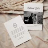 Classic Monogram Script Black White Wedding Photo Bedankkaart