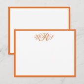 Classic Monogram Sinaasappel Wit Notitiekaartje (Voorkant / Achterkant)