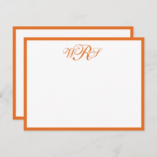 Classic Monogram Sinaasappel Wit Notitiekaartje (Voorkant / Achterkant)