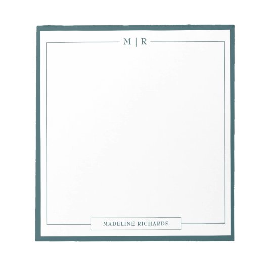Classic Monogram Smoke Green Border Stationery Notitieblok (Voorkant)