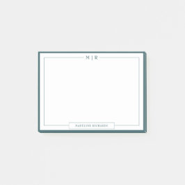 Classic Monogram Smoke Green Border Stationery Post-it® Notes