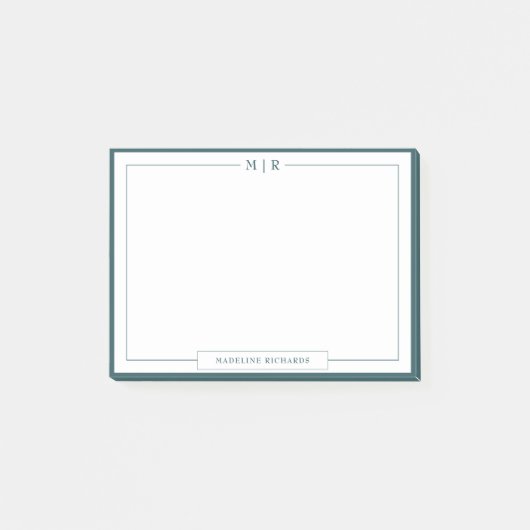 Classic Monogram Smoke Green Border Stationery Post-it® Notes (Voorkant)