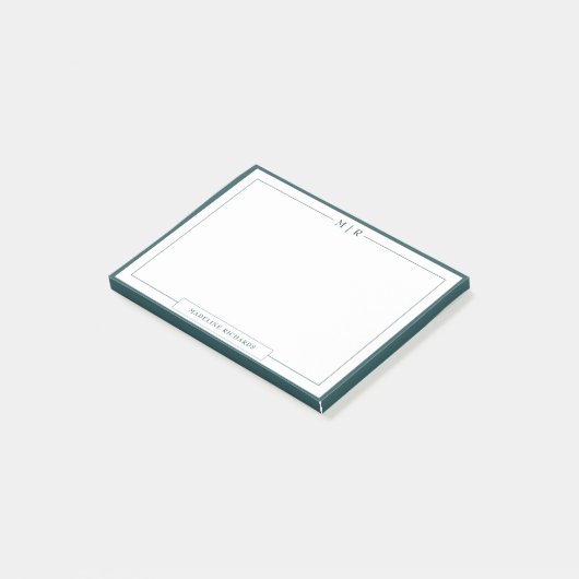 Classic Monogram Smoke Green Border Stationery Post-it® Notes (Schuin)