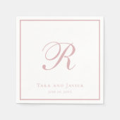Classic Monogram Stoffig Roos Roze Elegant Bruilof Servet (Voorkant)
