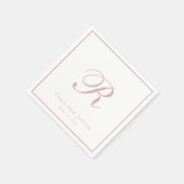 Classic Monogram Stoffig Roos Roze Elegant Bruilof Servet (Hoek)