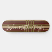 CLASSIC MONOGRAM STRIPE LINE PATTERN RED BROWN PERSOONLIJK SKATEBOARD (Horizontaal)