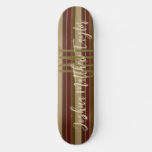 CLASSIC MONOGRAM STRIPE LINE PATTERN RED BROWN PERSOONLIJK SKATEBOARD (Voorkant)