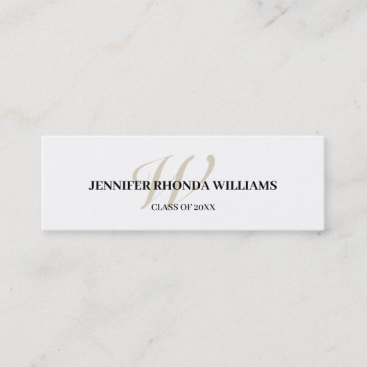 Classic monogram student graduation name card contactkaartje (Voorkant)