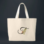 Classic monogram T red white flower mother gift Grote Tote Bag<br><div class="desc">Searching for the perfect Mother's Day gift? Look no further than the Classic Monogram Tote Bag! Just imagine the radiant smile on Mom's face as she unwraps this thoughtful present. This charming tote bag is adorned with the most delightful red and white watercolor floral designs, creating a visually appealing and...</div>