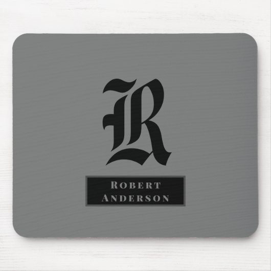 Classic Monogram voor Chic Plain Grey en Black Muismat (Voorkant)