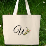 Classic monogram W red white flower mother gift Grote Tote Bag<br><div class="desc">Looking for the perfect Mother's Day gift? Let me tell you about the Classic Monogram Tote Bag – it's seriously adorable! Picture your Mom's face lighting up when she sees this! It's covered in the prettiest red and white watercolor flowers – so feminine and lovely! And guess what? It gets...</div>