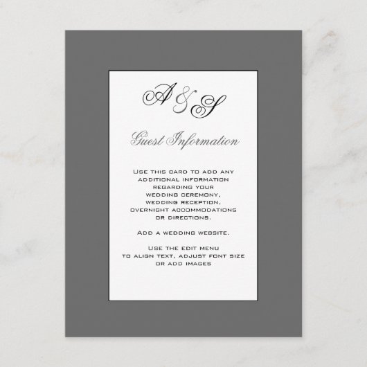 Classic Monogram Weddenschap-kaart Informatiekaartje (Voorkant)