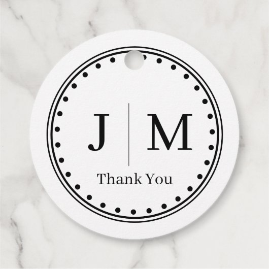 Classic Monogram Wedding Border line Bedankjes Labels (Achterkant)