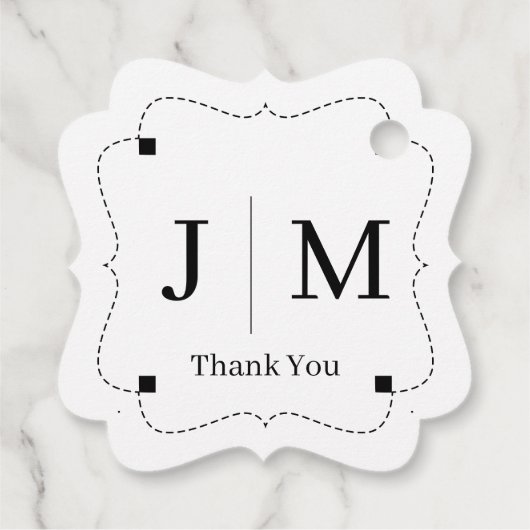 Classic Monogram Wedding Border line Bedankjes Labels (Achterkant)