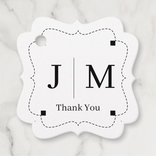 Classic Monogram Wedding Border line Bedankjes Labels (Voorkant)