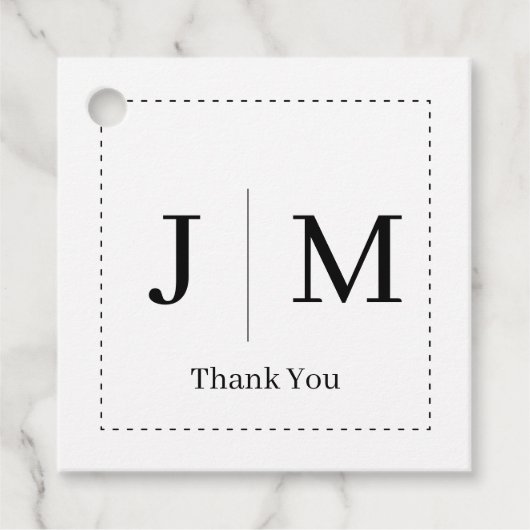 Classic Monogram Wedding Border line Bedankjes Labels (Voorkant)