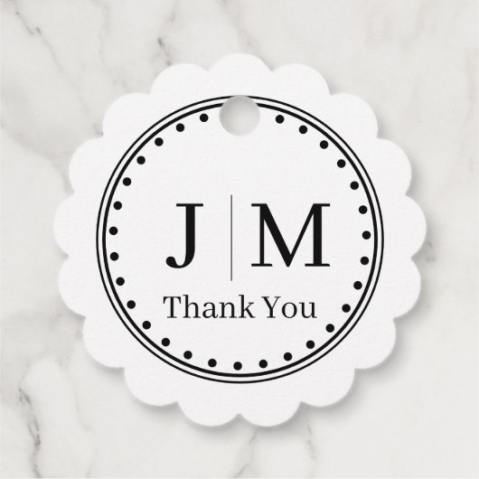 Classic Monogram Wedding Border line Bedankjes Labels (Achterkant)