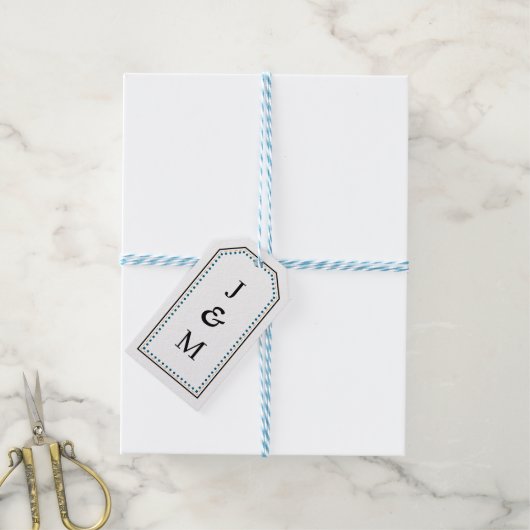 Classic Monogram Wedding Border line Cadeaulabel (Met Touw)