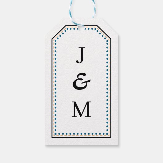Classic Monogram Wedding Border line Cadeaulabel (Achterkant)