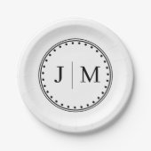 Classic Monogram Wedding Border line Papieren Bordje (Voorkant)
