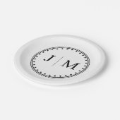 Classic Monogram Wedding Border line Papieren Bordje (Gekanteld)