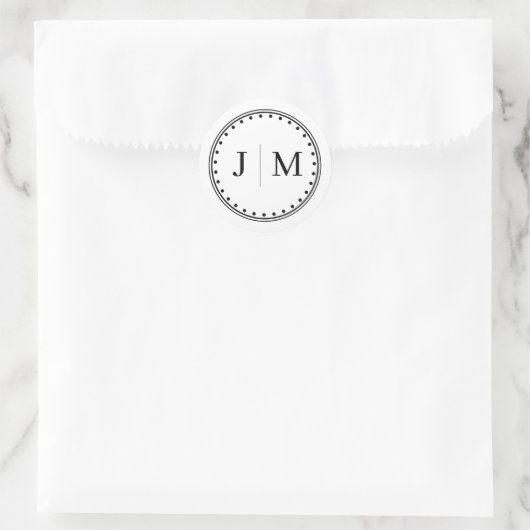 Classic Monogram Wedding Border line Ronde Sticker (Tas)