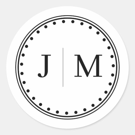 Classic Monogram Wedding Border line Ronde Sticker (Voorkant)