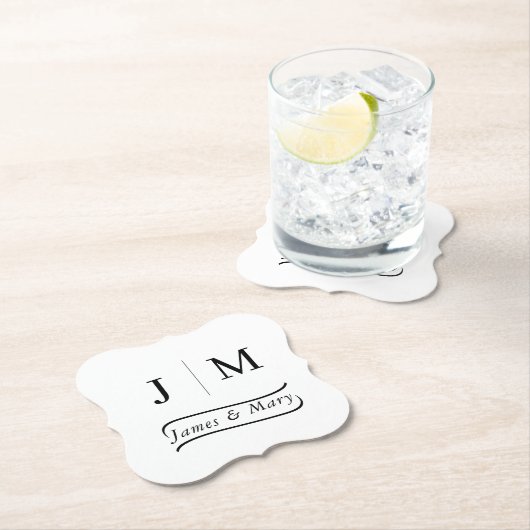 Classic Monogram Wedding Calligraphy line Kartonnen Onderzetters (Insitu)