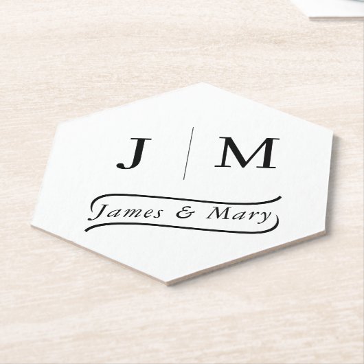 Classic Monogram Wedding Calligraphy line Kartonnen Onderzetters (Schuin)