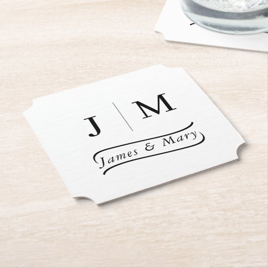Classic Monogram Wedding Calligraphy line Kartonnen Onderzetters (Gekanteld)