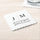 Classic Monogram Wedding Calligraphy line Kartonnen Onderzetters (Gebogen)
