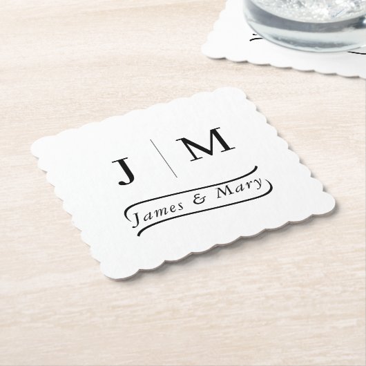 Classic Monogram Wedding Calligraphy line Kartonnen Onderzetters (Gebogen)