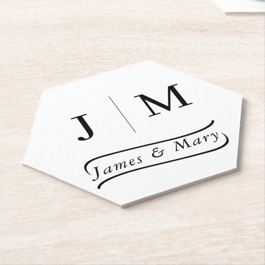 Classic Monogram Wedding Calligraphy line Kartonnen Onderzetters (Schuin)