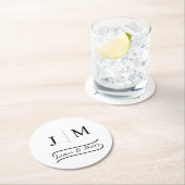 Classic Monogram Wedding Calligraphy line Ronde Kartonnen Onderzetter (Insitu)