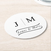 Classic Monogram Wedding Calligraphy line Ronde Kartonnen Onderzetter (Gebogen)
