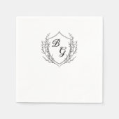 Classic monogram wedding crest black and white servet (Voorkant)