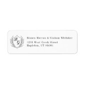 Classic monogram wedding crest return address etiket (Voorkant)