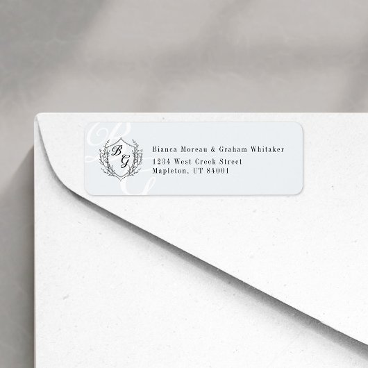 Classic Monogram Wedding Crest Return Address Etiket