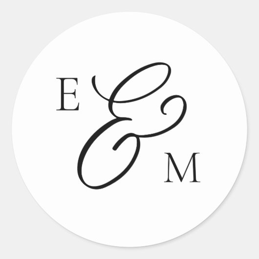 Classic Monogram Wedding Envelope Seal Ronde Sticker (Voorkant)